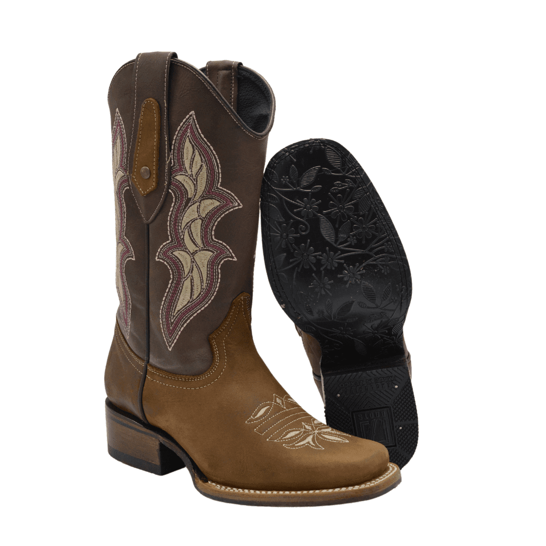 JB15 01 Brown Boots Flowers Botas de Rodeo para Mujer Joe