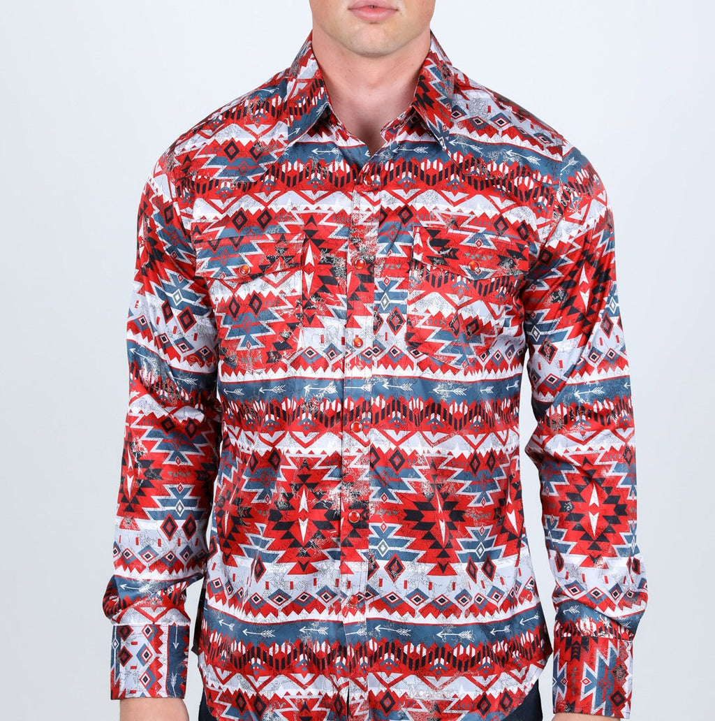 M200-19 Camisa Vaquera de Hombre de Manga Larga con Botones de Perla estilo Snap Copy