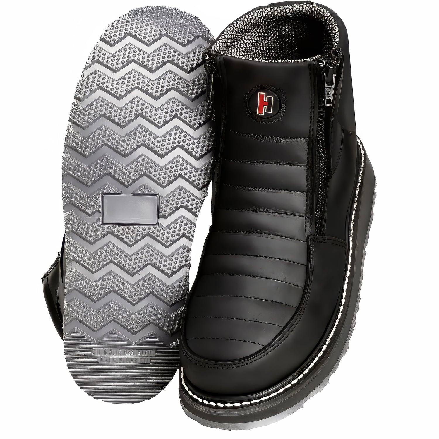 Hammer 6" Botas de Trabajo Doble Zipper Suela Ligera Doble Densidad , 100% Piel Negro
