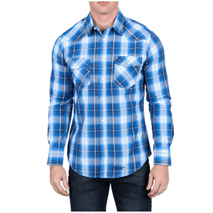 42 Camisa Vaquera de Hombre de Manga Larga con Botones de Perla estilo El Mundo De Charros