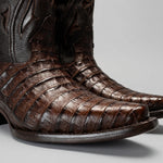 Bota Vaquera Rodeo Punta Snip Piel de Caiman Original Exotico