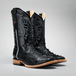 Bota Rodeo Piel Premium Con Corte Grabado De Tortuga Chelydra