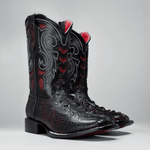 Bota Rodeo Piel Premium Con Corte Grabado De Tortuga Chelydra