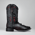 Bota Rodeo Piel Premium Con Corte Grabado De Tortuga Chelydra