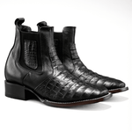 728 Botin Rodeo Punta Cuadrada Imitacion Cocodrilo Negro