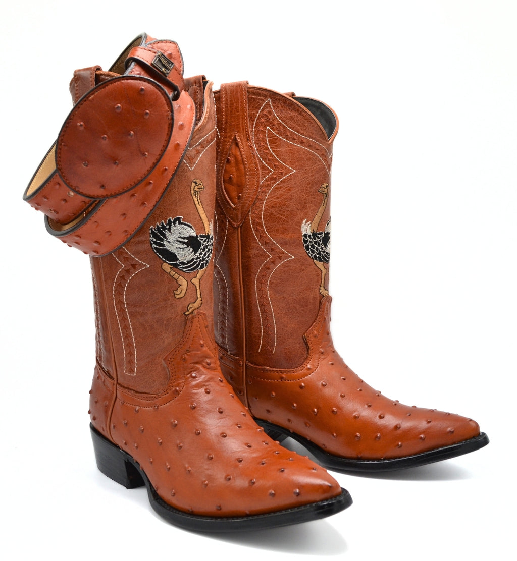 Combo 901 J Toe Boot Print Leather Ostrich Shedron