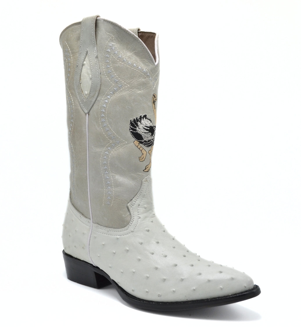 Combo 901 J Toe Boot Print Leather Ostrich Hueso