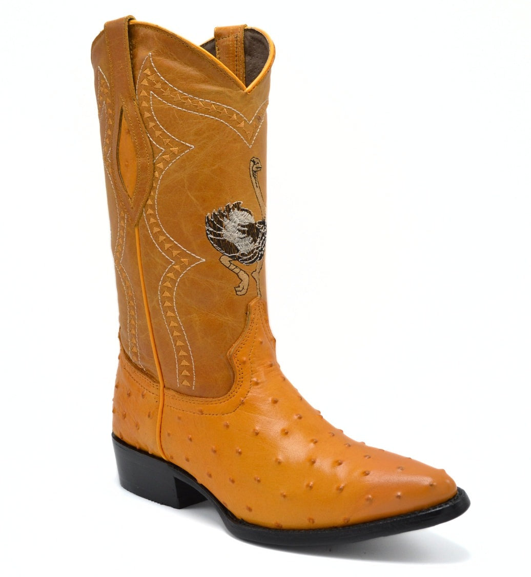 Combo 901 J Toe Boot Print Leather Ostrich Mantequilla