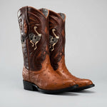 Bota Vaquera Rodeo Punta J Piel de Avestruz Original Exotico
