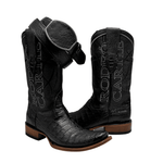 Combo de Bota Rodeo Denver Piel de Cocodrilo Negro