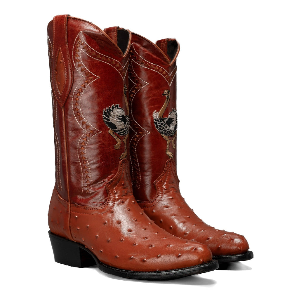 901 Bota Vaquera Punta J Imitacion Avestruz Shedron
