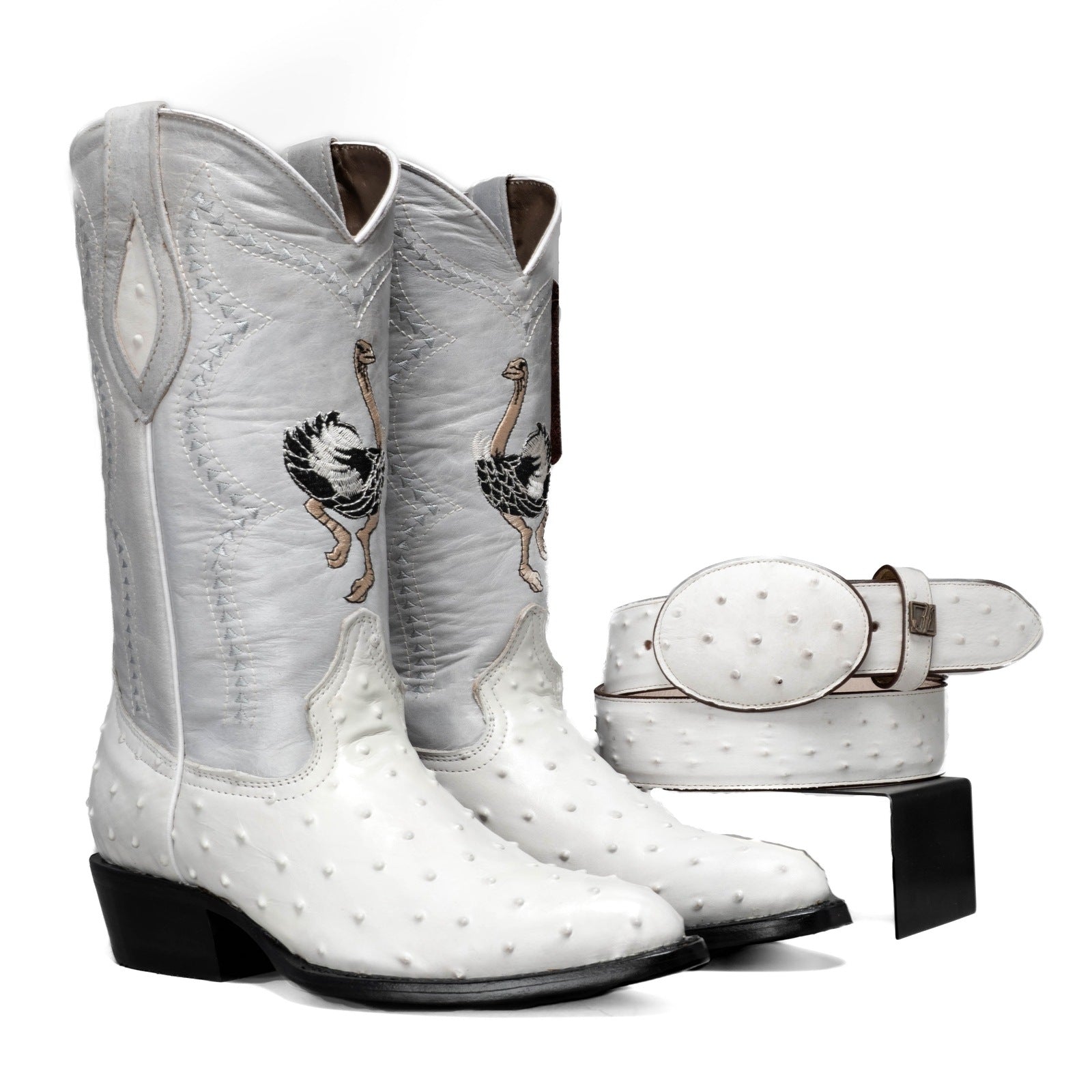 Combo Botas 901 Punta J Imitacion Avestruz Hueso