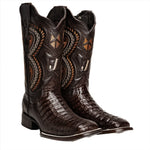 COMBO 706 Bota de Rodeo Piel de Caiman Original Cafe