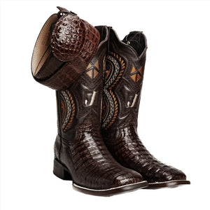 COMBO 706 Bota de Rodeo Piel de Caiman Original Cafe