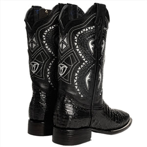 COMBO 706 Bota de Rodeo Piel de Caiman Original Negra