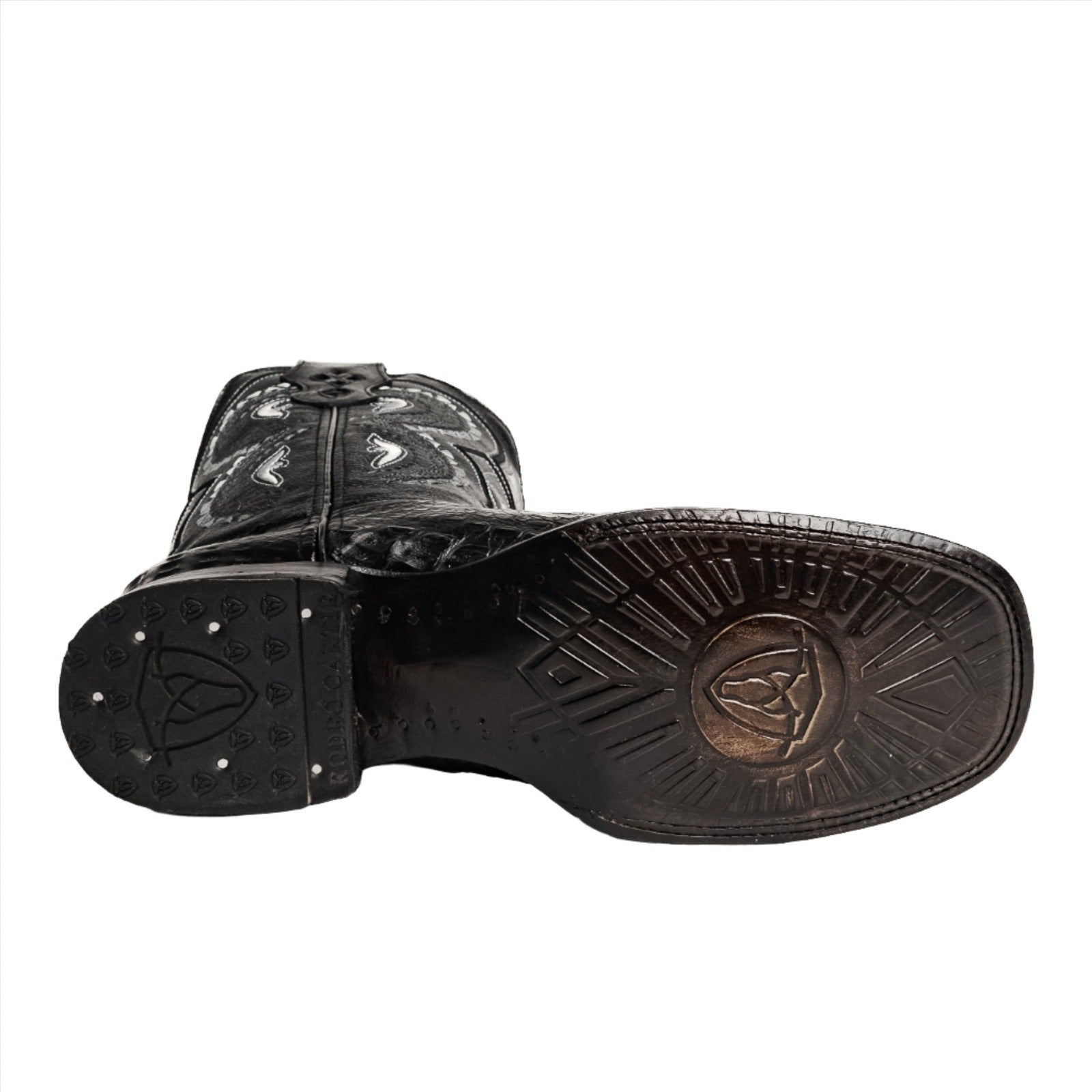 COMBO 706 Bota de Rodeo Piel de Caiman Original Negra