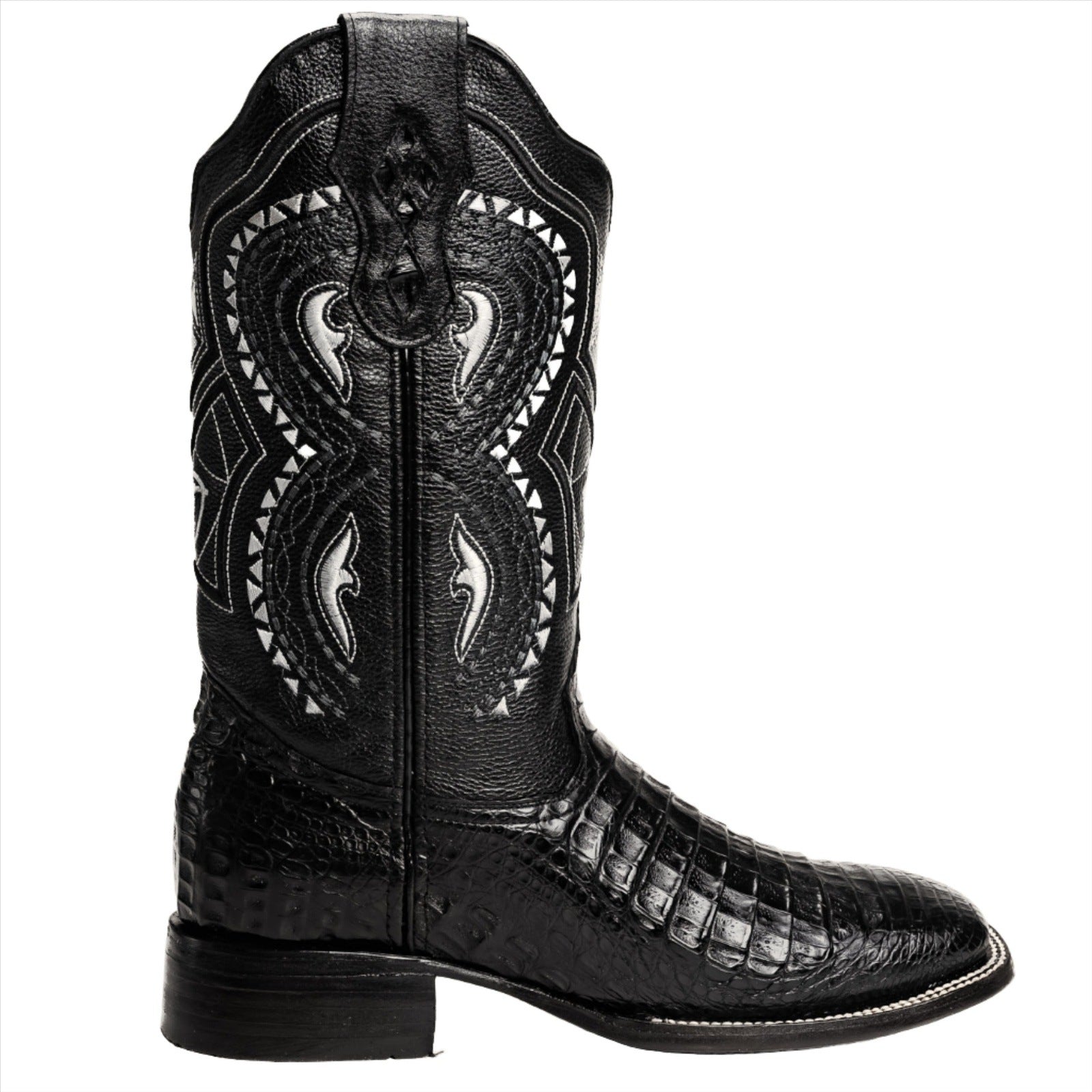 COMBO 706 Bota de Rodeo Piel de Caiman Original Negra