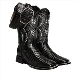 Combo Bota de Rodeo Piel de Caiman Original y Cinto