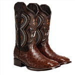 Combo Bota de Rodeo Piel de Avestruz Original y Cinto
