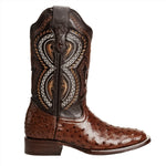 Combo Bota de Rodeo Piel de Avestruz Original y Cinto