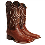 Combo Bota de Rodeo Piel de Avestruz Original y Cinto