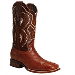 Combo Bota de Rodeo Piel de Avestruz Original y Cinto