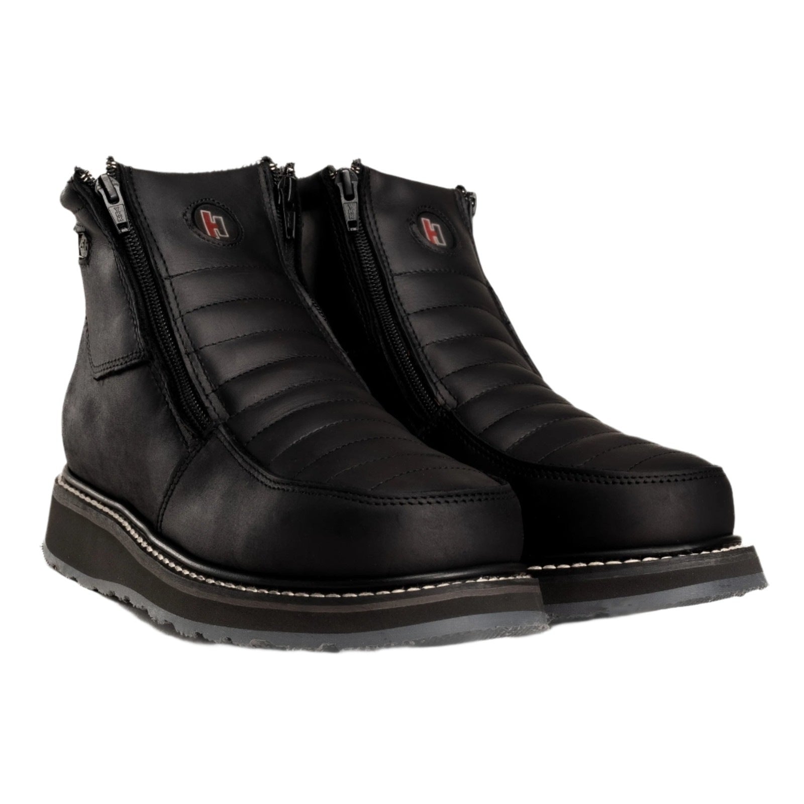 Hammer 6" Botas de Trabajo Doble Zipper Suela Ligera Doble Densidad , 100% Piel Negro