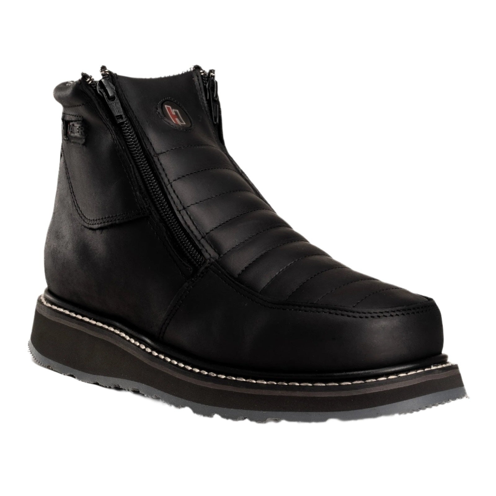 Hammer 6" Botas de Trabajo Doble Zipper Suela Ligera Doble Densidad , 100% Piel Negro