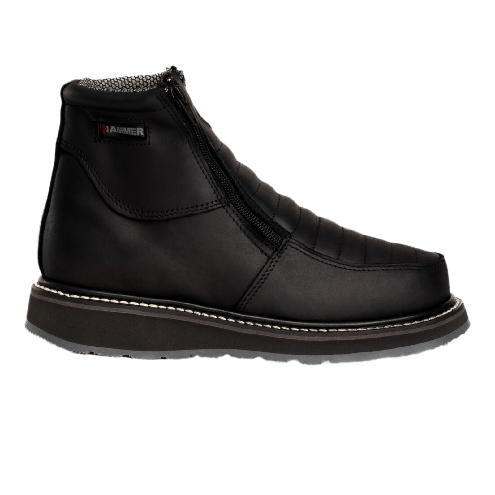 Hammer 6" Botas de Trabajo Doble Zipper Suela Ligera Doble Densidad , 100% Piel Negro