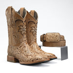 Combo Bota Rodeo Piel Premium Diseño Artesanal Sincelado