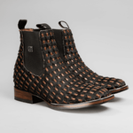 Botin Vaquero de Hombre de Pelo Trenzado Punta Cuadrada