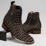 Botin Vaquero de Hombre de Pelo Trenzado Punta Cuadrada