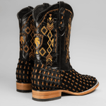 Botas Vaqueras de Hombre de Pelo Trenzado Punta Cuadrada