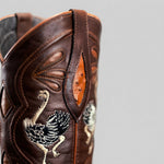 Bota Vaquera Rodeo Punta J Piel de Avestruz Original Exotico