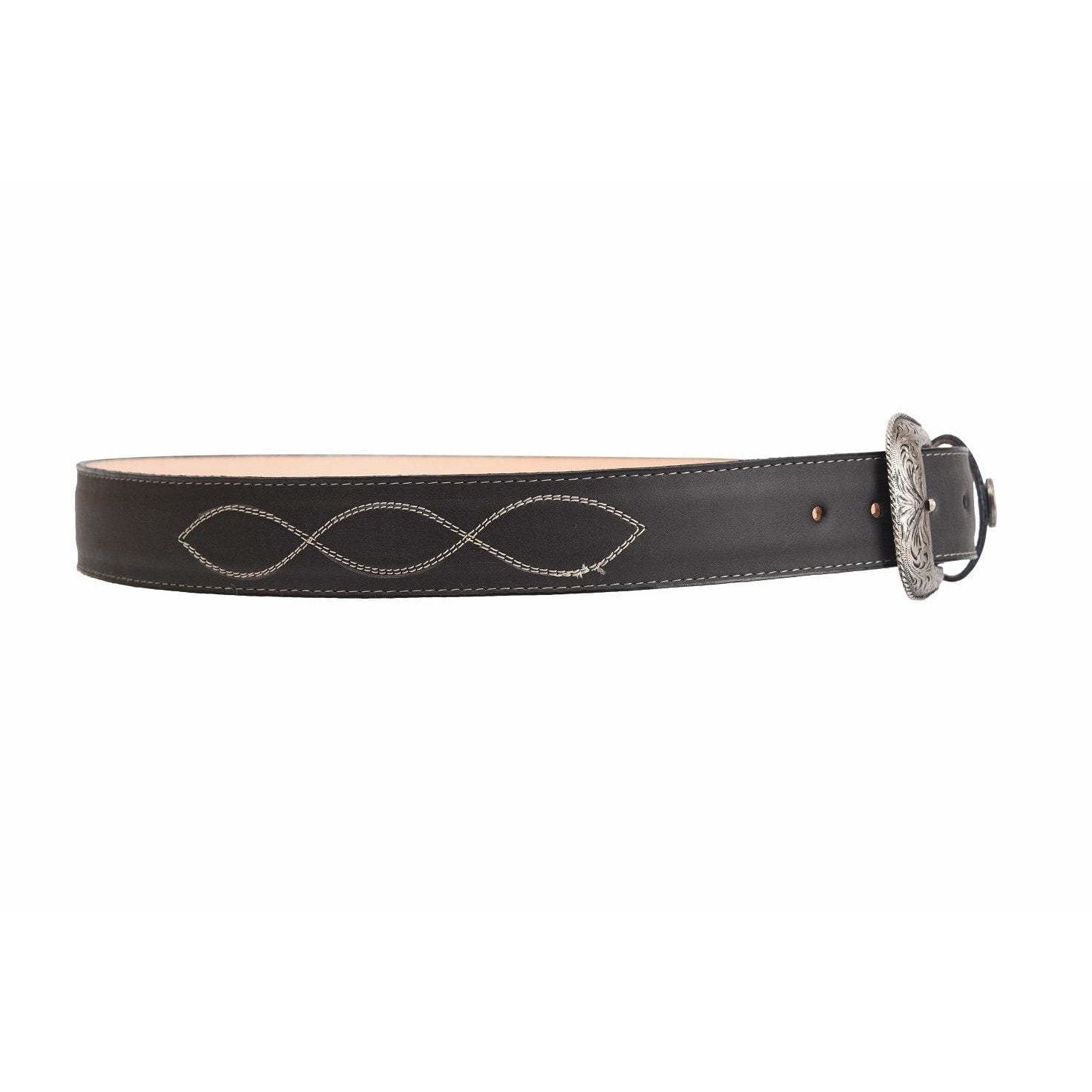 Cinto Rodeo Con Hilo Zig-Zag Negro