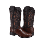 JB503 Bota de Rodeo Piel de Avestruz Original Café