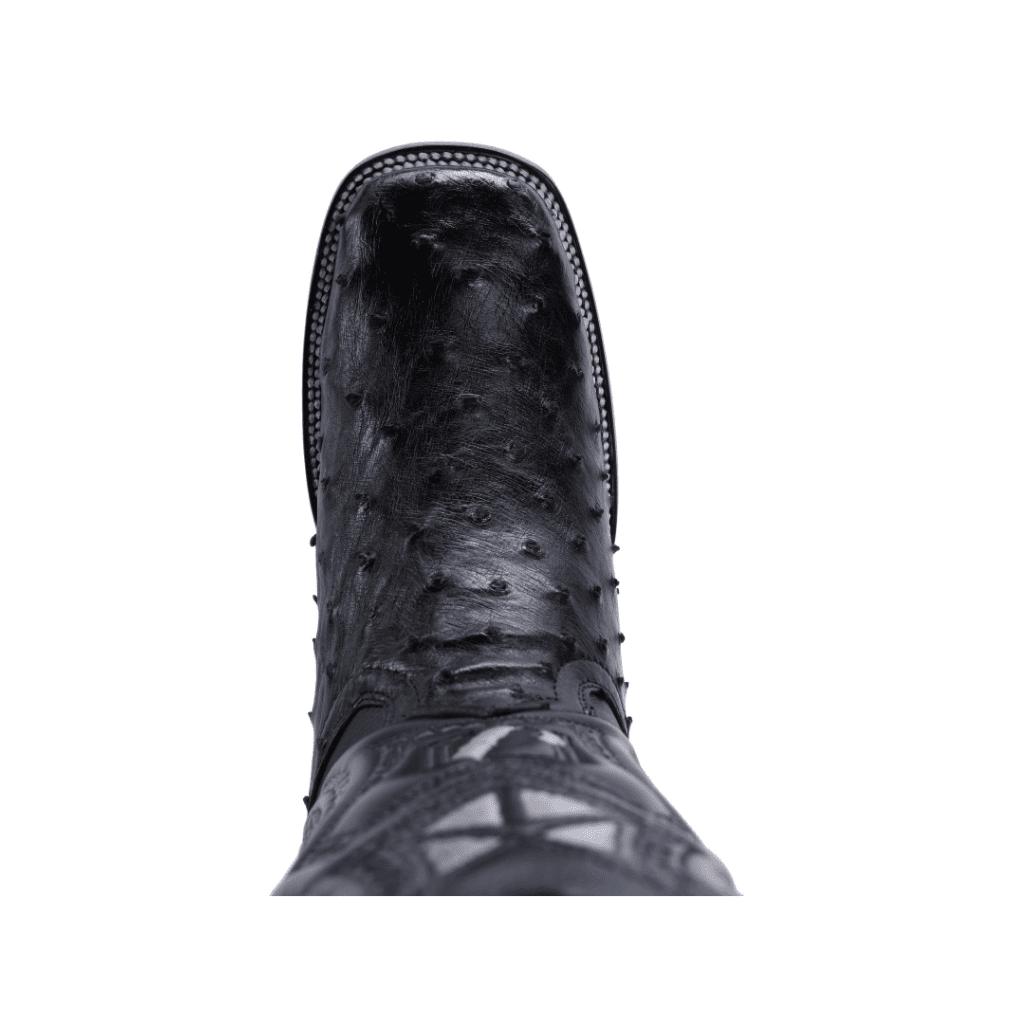 JB703 Bota de Rodeo Piel de Avestruz Original Negra