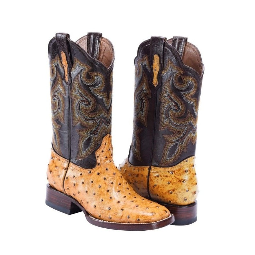 BD701 Bota Rodeo De Avestruz Clon Mantequilla