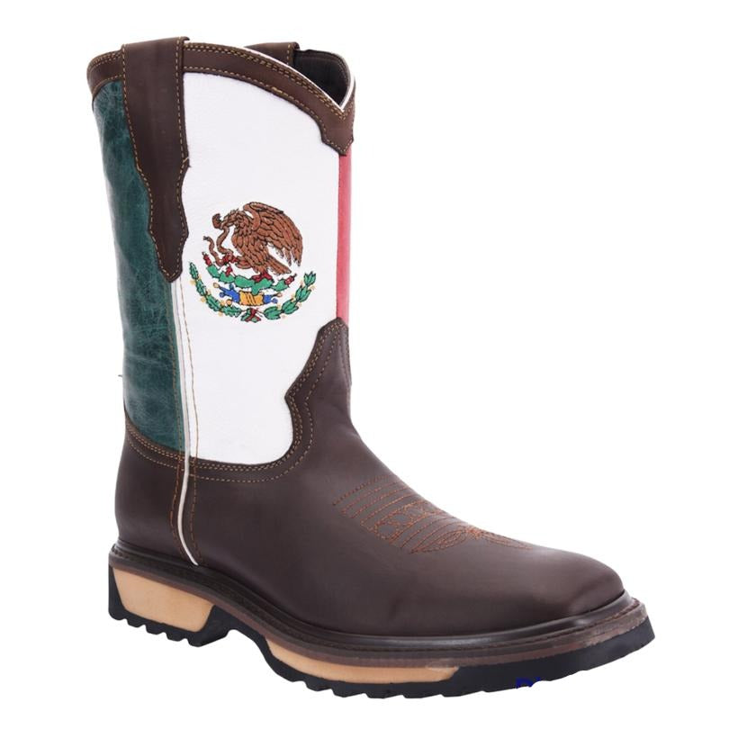 SB5006 Bota De Trabajo Silver Bull Bandera Mexico Width Wide EE - Half Number Less Recommended