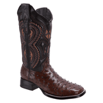 JB503 Bota de Rodeo Piel de Avestruz Original Café